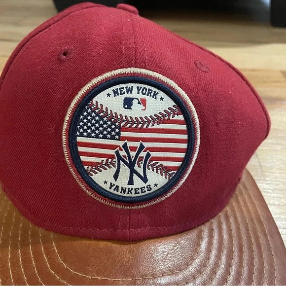 Rare New Era MLB New York Yankees 59 Fifty Leather America 7 3/8 Hat - Picture 2 of 7